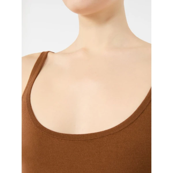 Max Mara Salvo Sleeveless Wool Yarn Sweater in Tobacco | Sweaters | Coveti