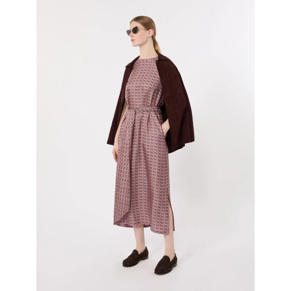 Max Mara Samba Printed Silk Twill Dress in Pink | Maxi Dresses | Coveti