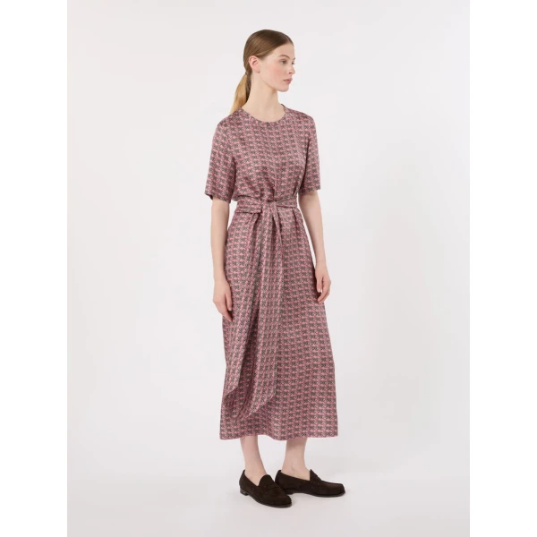 Max Mara Samba Printed Silk Twill Dress in Pink | Maxi Dresses | Coveti