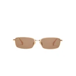 Max Mara Sarong Rectangular Sunglasses in Gold Brown | Sunglasses | Coveti
