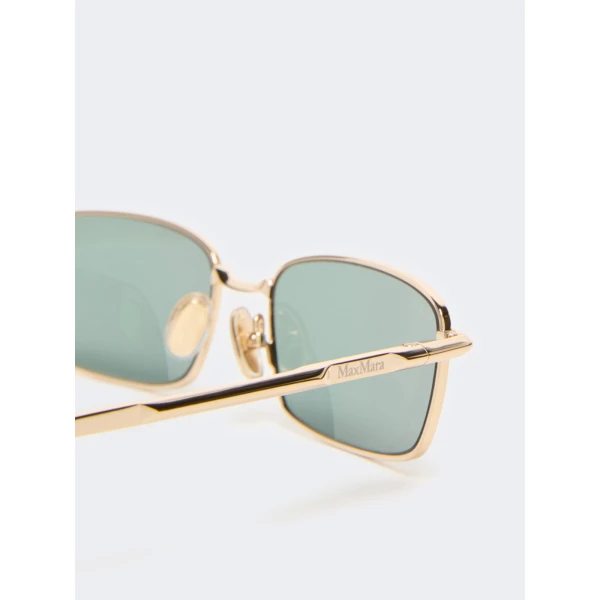 Max Mara Sarong Rectangular Sunglasses in Oil Green | Sunglasses | Coveti