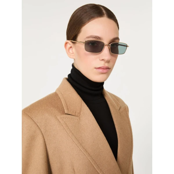 Max Mara Sarong Rectangular Sunglasses in Oil Green | Sunglasses | Coveti