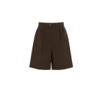 Max Mara Sauna Double Woollen Cloth Bermuda Shorts in Dark Brown | Shorts | Coveti
