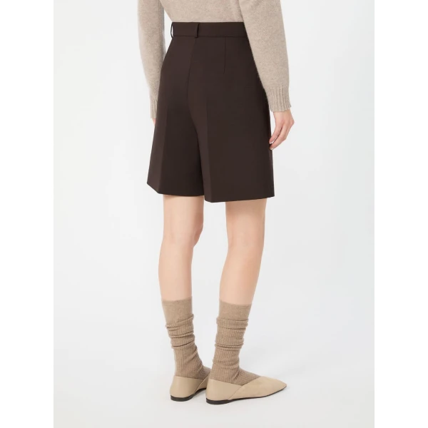 Max Mara Sauna Double Woollen Cloth Bermuda Shorts in Dark Brown | Shorts | Coveti
