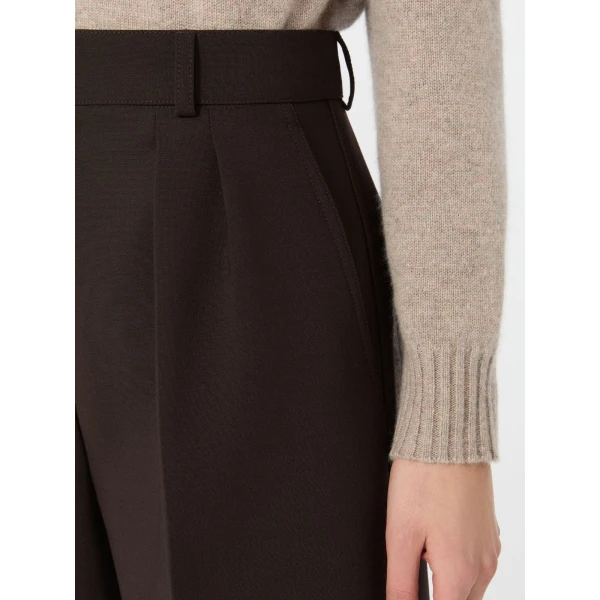 Max Mara Sauna Double Woollen Cloth Bermuda Shorts in Dark Brown | Shorts | Coveti