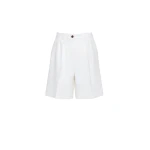 Max Mara Sauna Double Woollen Cloth Bermuda Shorts in White | Shorts | Coveti