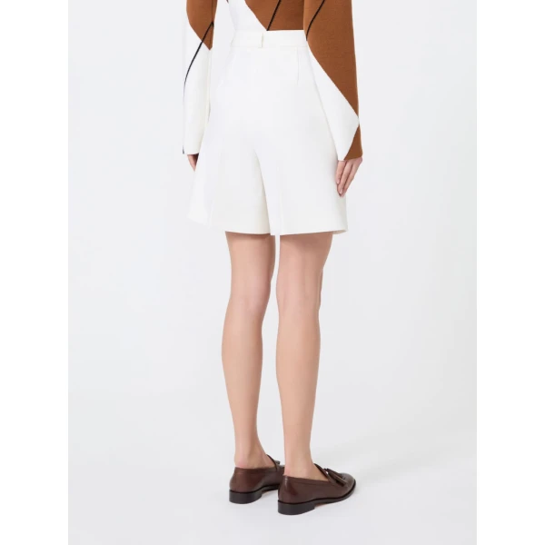 Max Mara Sauna Double Woollen Cloth Bermuda Shorts in White | Shorts | Coveti