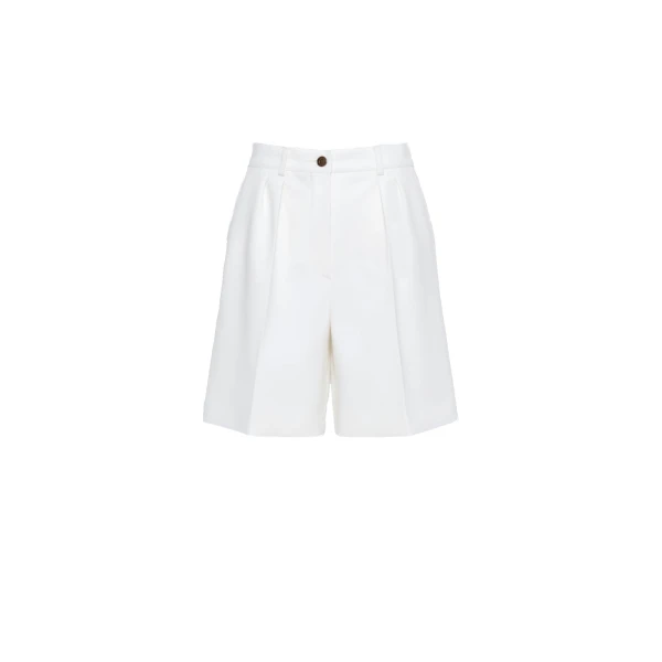 Max Mara Sauna Double Woollen Cloth Bermuda Shorts in White | Shorts | Coveti