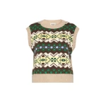 Max Mara Savana Jacquard Wool Gilet in Green | Sweaters | Coveti