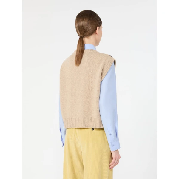 Max Mara Savana Jacquard Wool Gilet in Green | Sweaters | Coveti