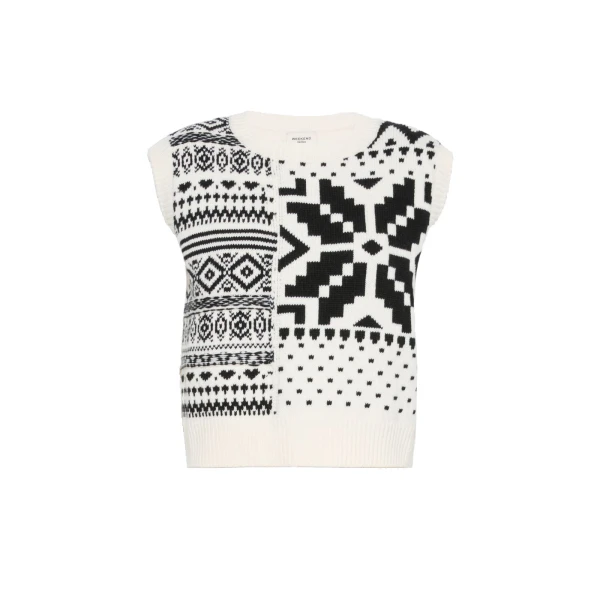 Max Mara Savana Jacquard Wool Gilet in White | Sweaters | Coveti