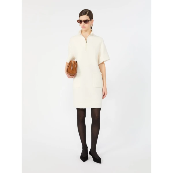 Max Mara Savana Wool Jersey Sweatshirt Dress in White | Mini Dresses | Coveti
