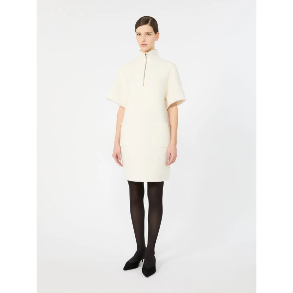 Max Mara Savana Wool Jersey Sweatshirt Dress in White | Mini Dresses | Coveti