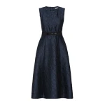 Max Mara Sax Sleeveless Jacquard Midi Dress in Midnight Blue | Midi Dresses | Coveti