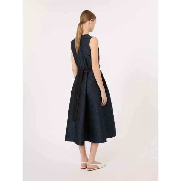 Max Mara Sax Sleeveless Jacquard Midi Dress in Midnight Blue | Midi Dresses | Coveti