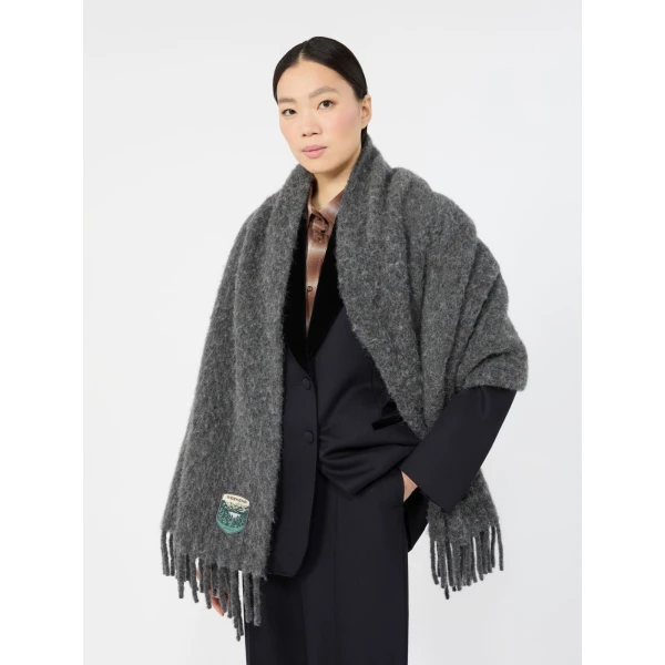 Max Mara Scalata Alpaca and Wool Stole in Medium Grey | Scarves | Coveti
