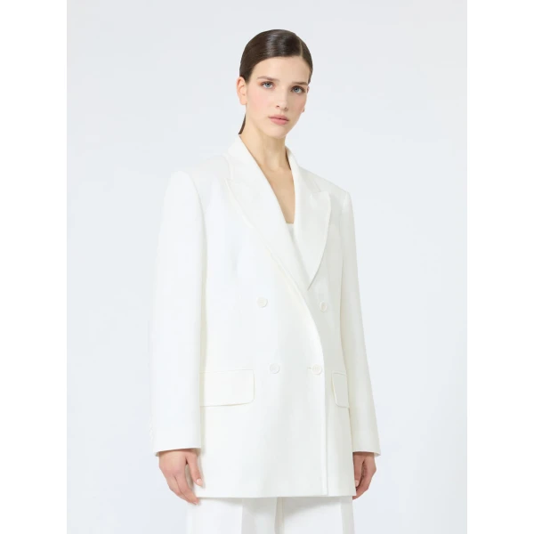 Max Mara Scatola Pique Jersey Olimpia Jacket in White | Blazers | Coveti