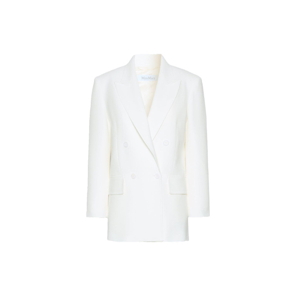 Max Mara Scatola Pique Jersey Olimpia Jacket in White | Blazers | Coveti