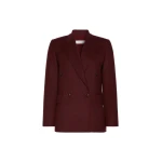 Max Mara Scenico Double-Breasted Wool Flannel Blazer in Wine | Blazers | Coveti