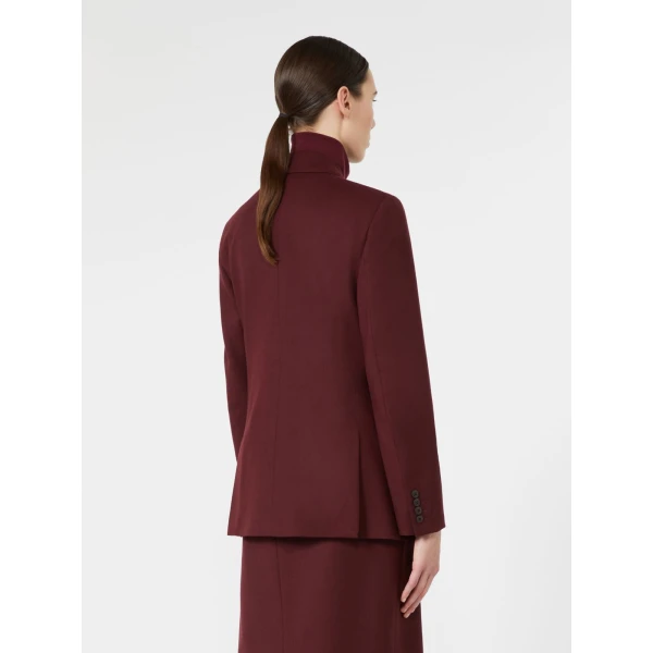 Max Mara Scenico Double-Breasted Wool Flannel Blazer in Wine | Blazers | Coveti