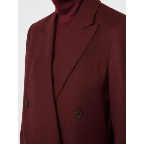 Max Mara Scenico Double-Breasted Wool Flannel Blazer in Wine | Blazers | Coveti