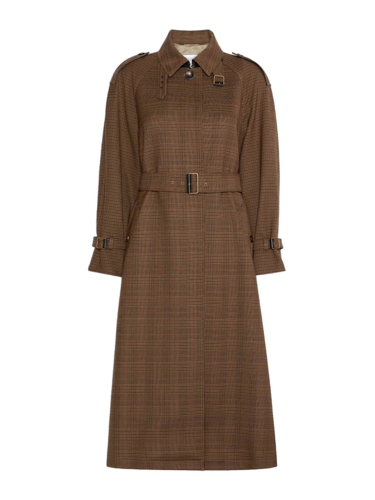 Max Mara Scoglio Glen Plaid Wool Twill Trench Coat in Tobacco Max Mara Scoglio Glen Plaid Wool Twill Trench Coat in Tobacco | Trench Coat | Coveti