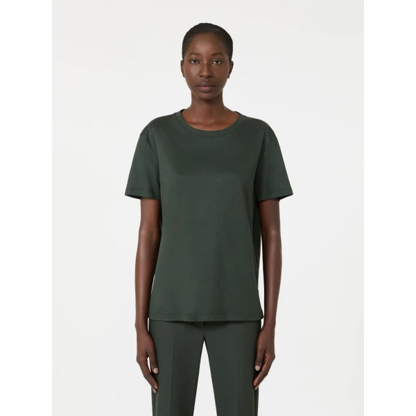 Max Mara Segale Cotton and Modal Jersey T-Shirt in Dark Green | T-shirts | Coveti
