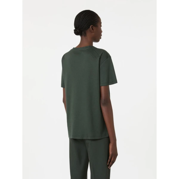 Max Mara Segale Cotton and Modal Jersey T-Shirt in Dark Green | T-shirts | Coveti
