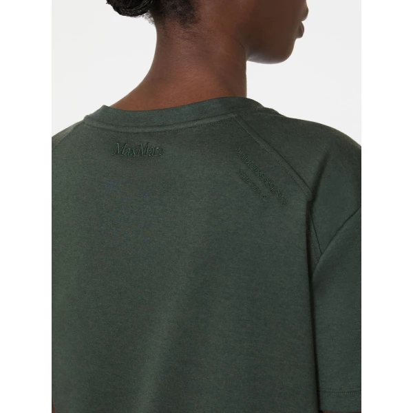 Max Mara Segale Cotton and Modal Jersey T-Shirt in Dark Green | T-shirts | Coveti