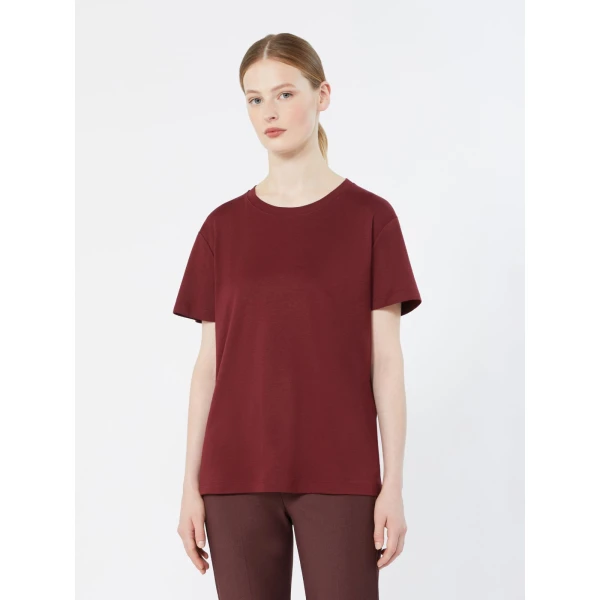 Max Mara Segale Cotton and Modal Jersey T-Shirt in Dark Red | T-shirts | Coveti