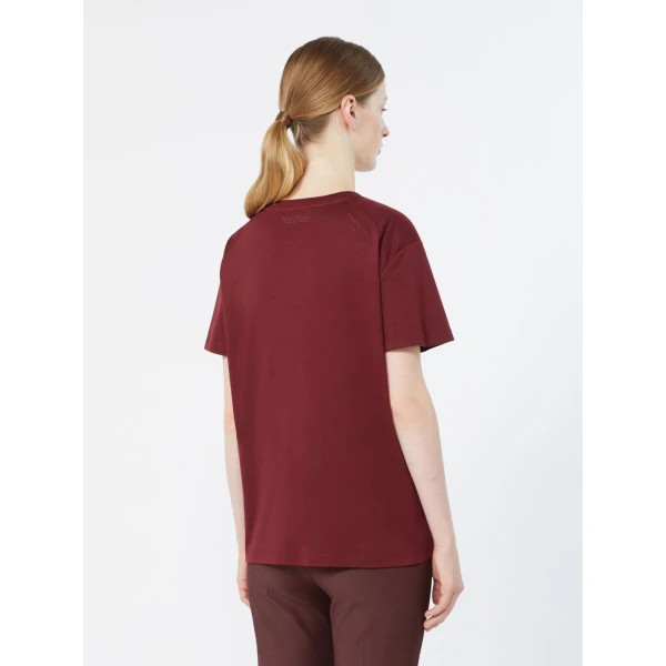 Max Mara Segale Cotton and Modal Jersey T-Shirt in Dark Red | T-shirts | Coveti