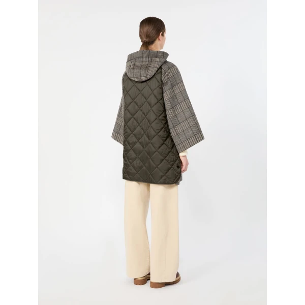 Max Mara Seggio Prince of Wales Wool Midi Coat in Dark Grey | Wool Coat | Coveti