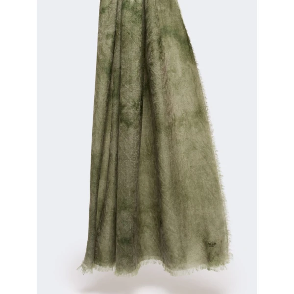 Max Mara Senior Jacquard Wool Stole in Olive Green | Scarves | Coveti