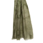 Max Mara Senior Jacquard Wool Stole in Olive Green | Scarves | Coveti