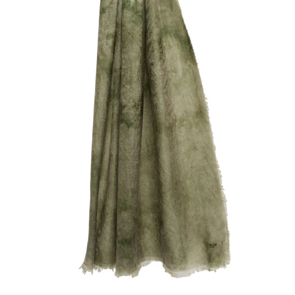 Max Mara Senior Jacquard Wool Stole in Olive Green | Scarves | Coveti