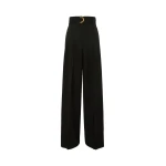 Max Mara Serio High-Waisted Woollen Cloth Trousers in Black | Wide leg pants | Coveti