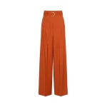 Max Mara Serio High-Waisted Woollen Cloth Trousers in Terra Cotta | Wide leg pants | Coveti