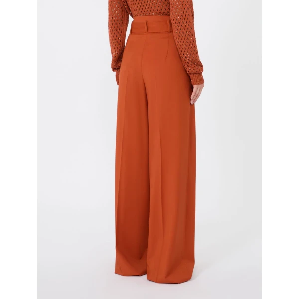 Max Mara Serio High-Waisted Woollen Cloth Trousers in Terra Cotta | Wide leg pants | Coveti