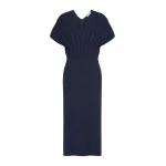 Max Mara Serio Rib-Knit Viscose Crepe Dress in Ultramarine | Midi Dresses | Coveti