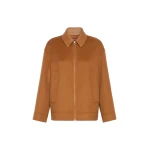 Max Mara Sfere Wool, Cashmere and Silk Zip Coat in Caramel | Wool Coat | Coveti