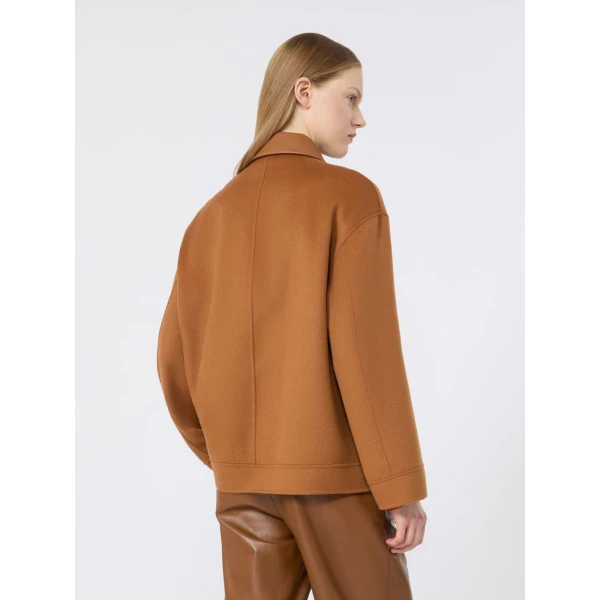 Max Mara Sfere Wool, Cashmere and Silk Zip Coat in Caramel | Wool Coat | Coveti