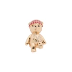 Max Mara Shiny Metal Teddy Bear Brooch in Golden Skin | Brooches & Pins | Coveti
