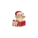 Max Mara Shiny Metal Teddy Bear Brooch in Ivory | Brooches & Pins | Coveti