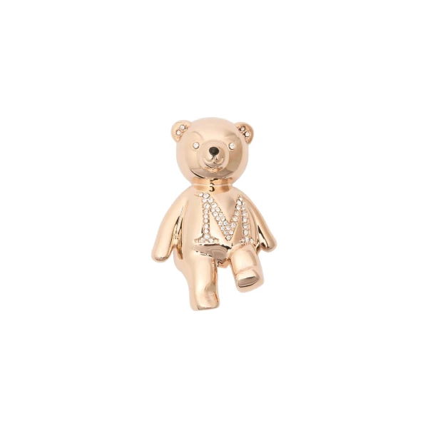 Max Mara Shiny Metal Teddy Bear Brooch in White | Brooches & Pins | Coveti