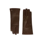 Max Mara Short Nappa Leather Gloves in Dark Brown | Gloves | Coveti