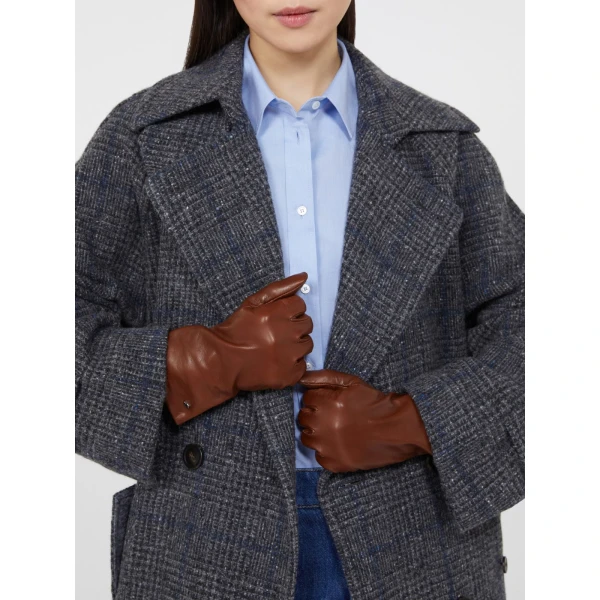 Max Mara Short Nappa Leather Gloves in Tobacco | Gloves | Coveti