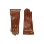 Max Mara Short Nappa Leather Gloves in Tobacco | Gloves | Coveti