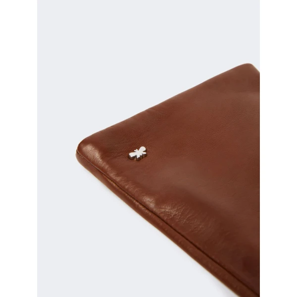 Max Mara Short Nappa Leather Gloves in Tobacco | Gloves | Coveti