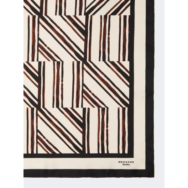 Max Mara Siam Printed Silk Twill Scarf in Chocolate | Scarves | Coveti