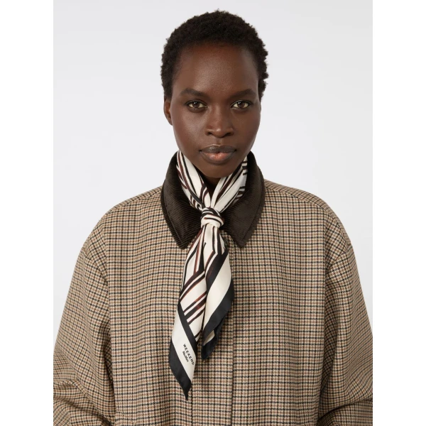 Max Mara Siam Printed Silk Twill Scarf in Chocolate | Scarves | Coveti